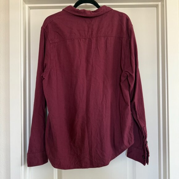 Outerknown Dillon Two Pocket Flannel Shirt Long Sleeve Red Maroon Large - Picture 2 of 15